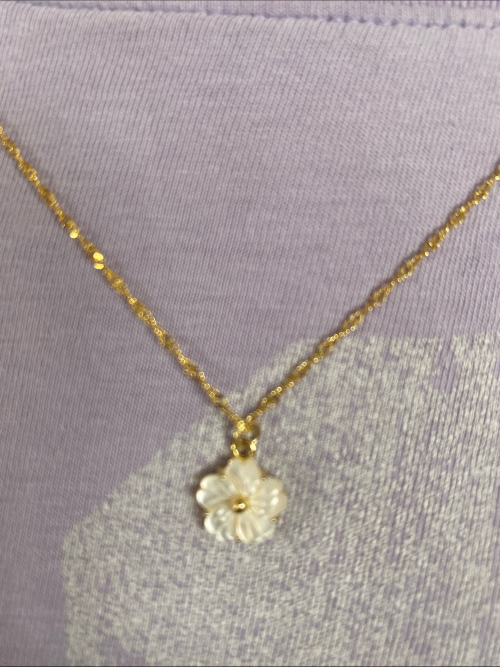 Gold Floral Mother-of-Pearl Pendant Necklace - Women Jewelry/kids